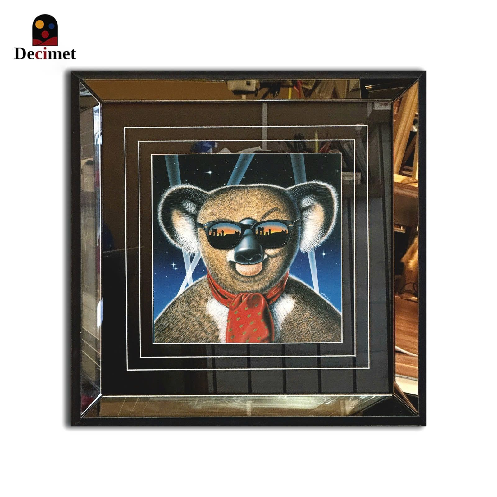Funny Koala Tea Mirror Frame Painting