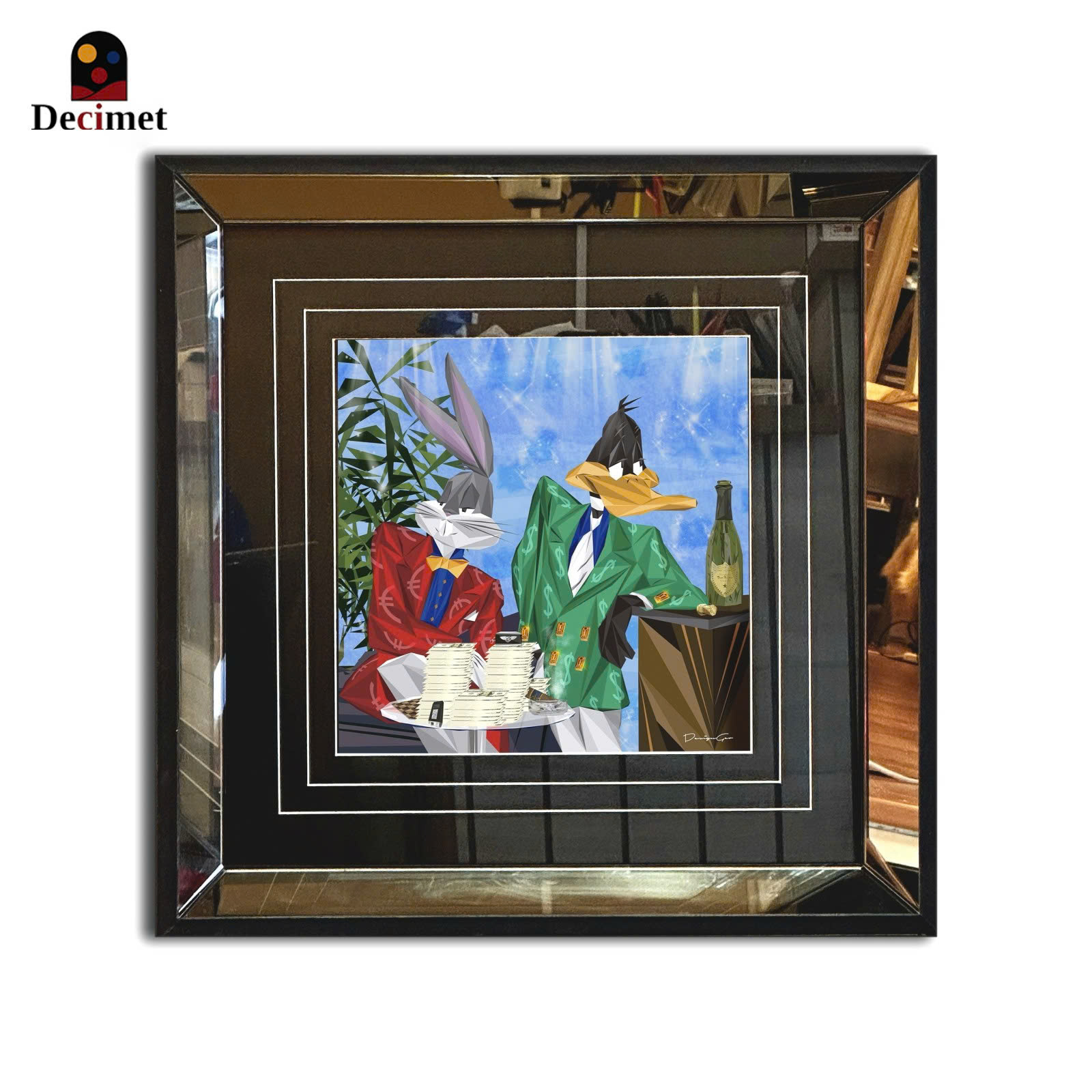 Bugs Bunny and Daffy Duck Tea Mirror Frame Painting
