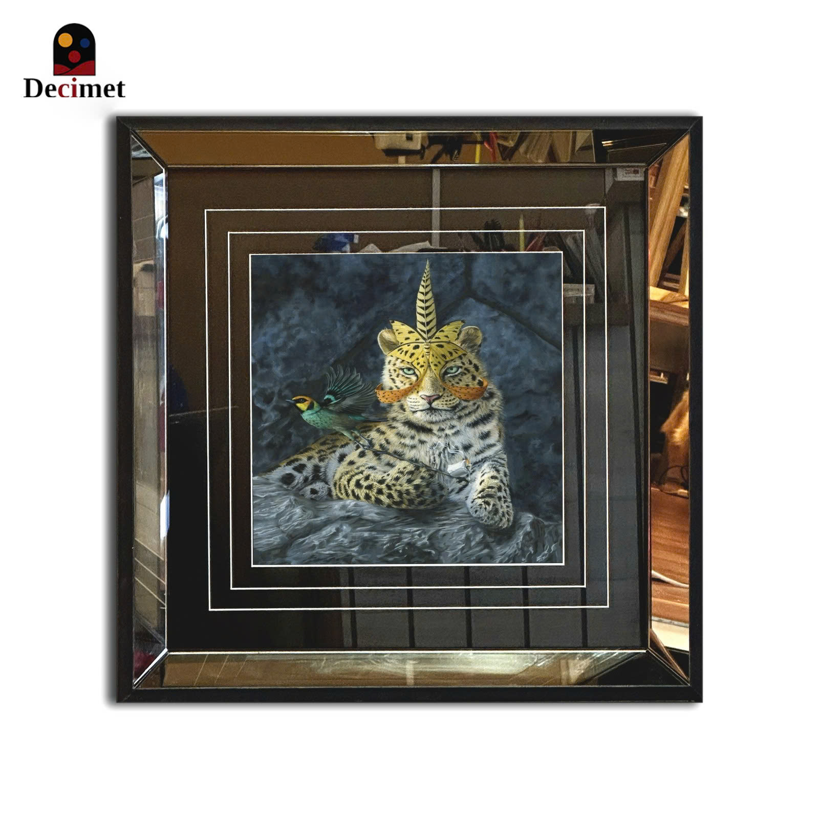 Leopard Nature Tea Mirror Frame Painting