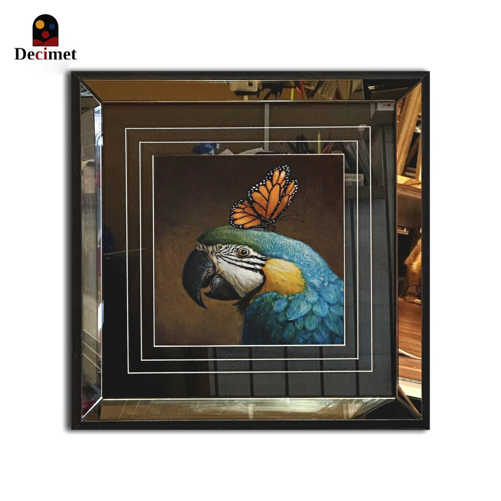Bird and Butterfly Tea Mirror Frame Painting No.4