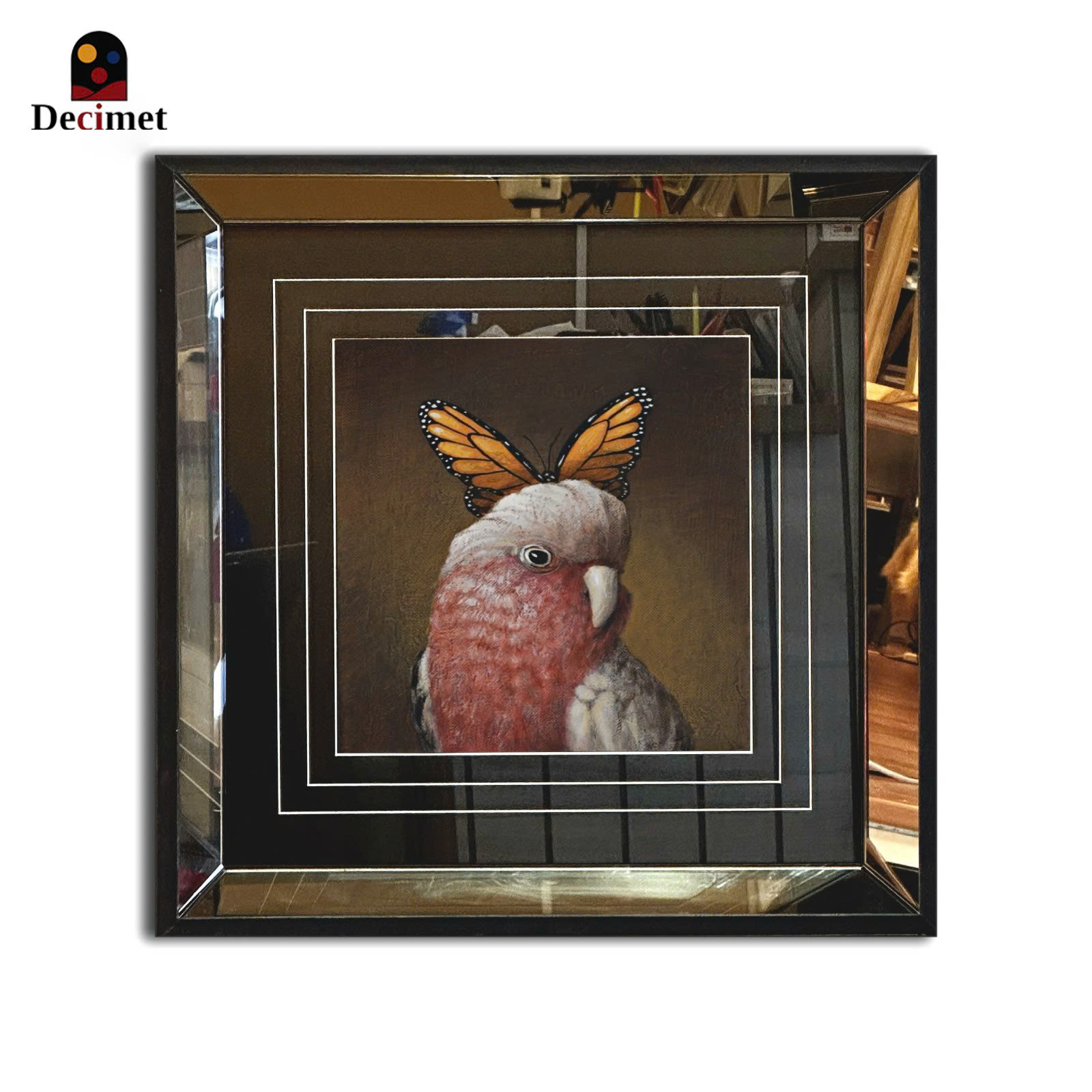 Bird and Butterfly Tea Mirror Frame Painting No.3