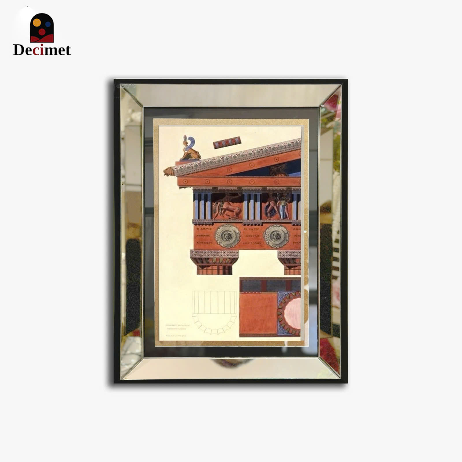 Parthenon-Rekonstruktion von Gottfried SemperArt Print with Silver Mirror Frame