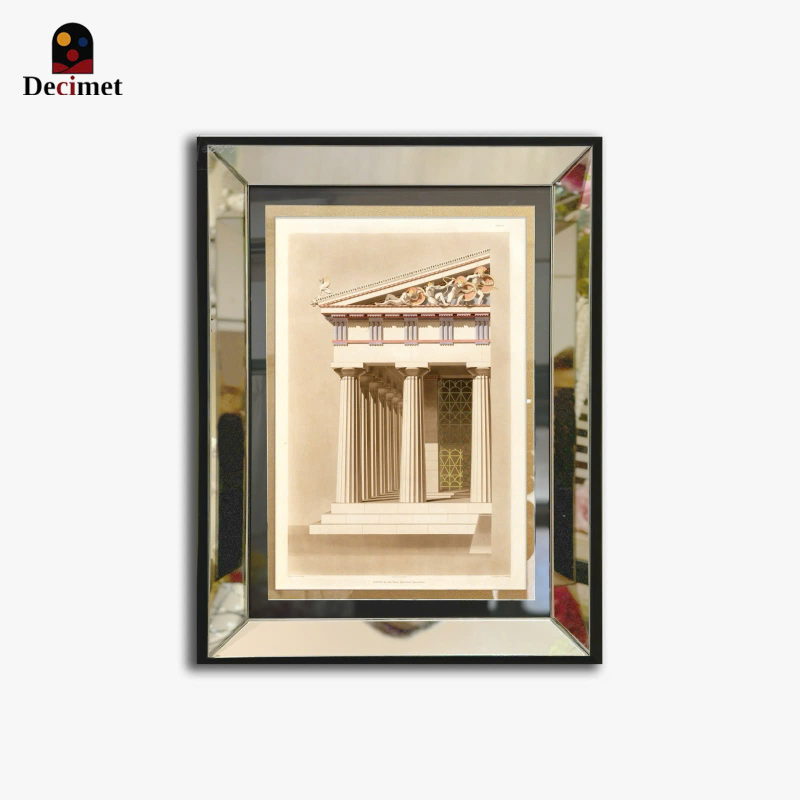 Temple of Aphaia Art Print with Silver Mirror Frame