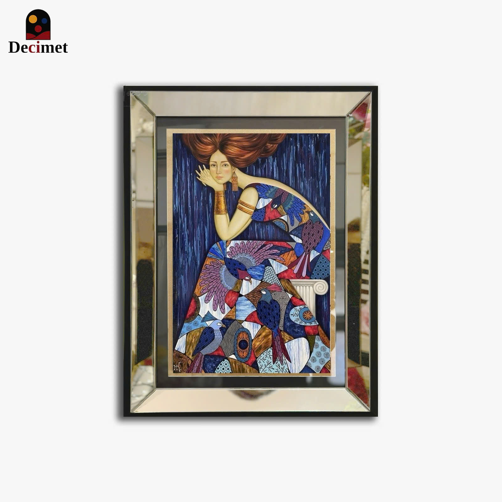 Happy Flower Silver Mirror Frame Painting