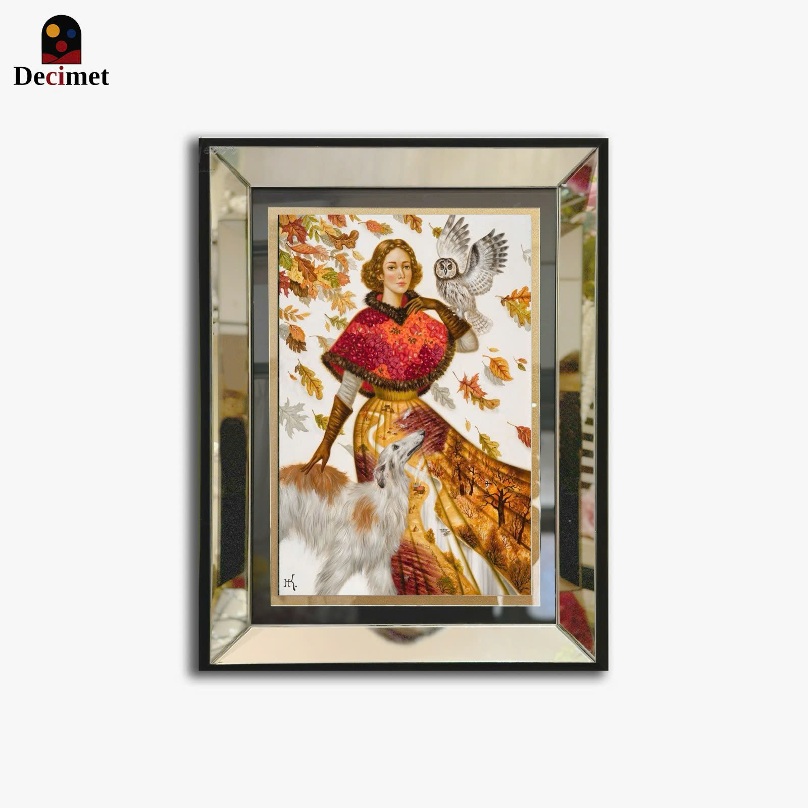 Autumn Winds Art Print with Silver Mirror Frame