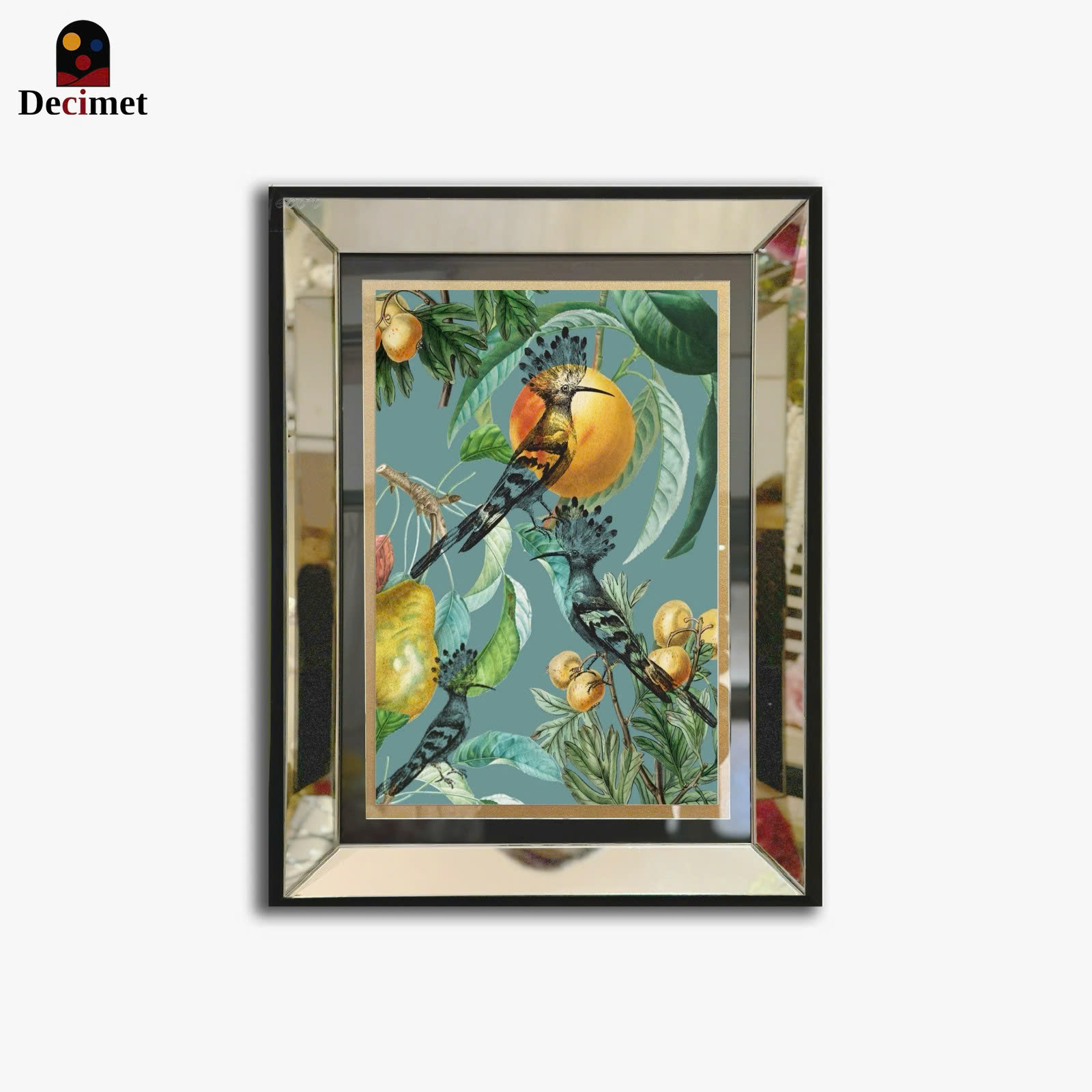 Flower Power Art Print with Silver Mirror Frame
