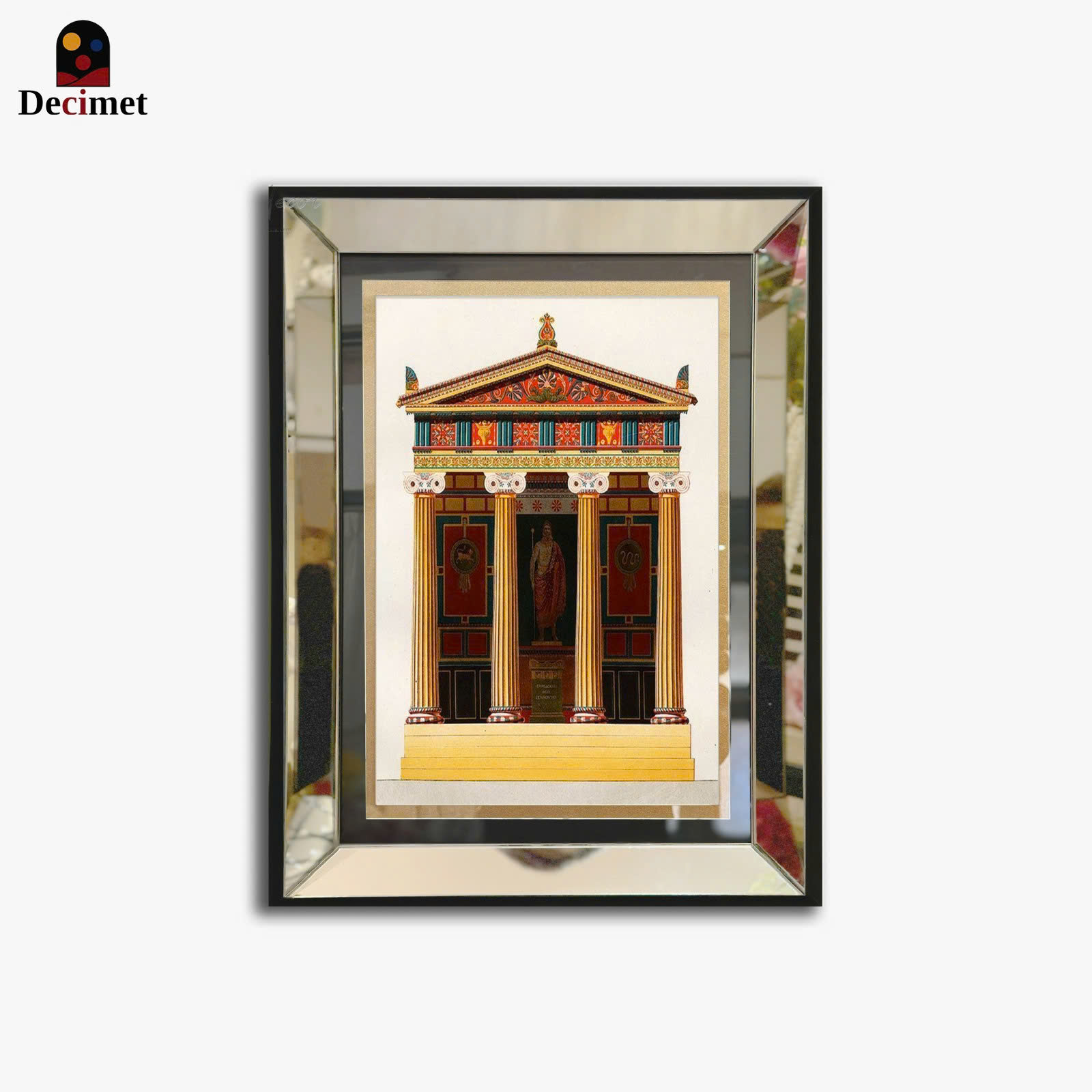  Ionic Temple Art Print with Silver Mirror Frame