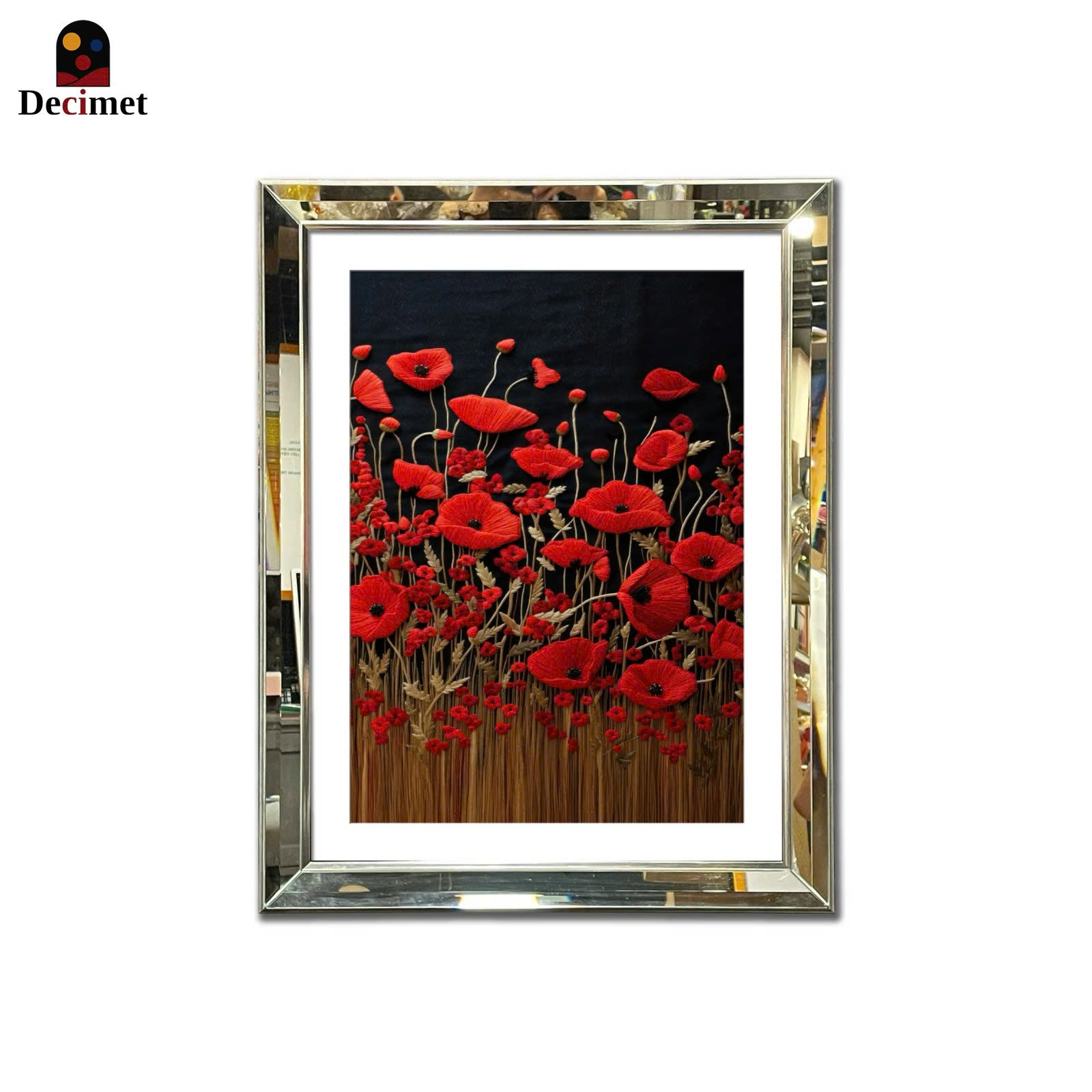 Poppies Beveled Mirror Frame Painting