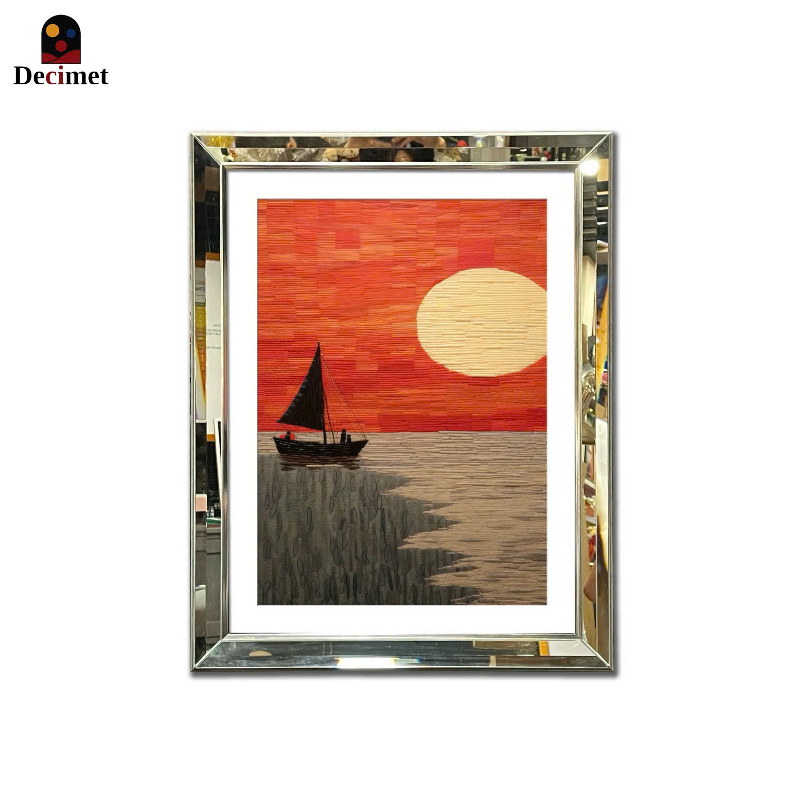 Sunset Beveled Mirror Frame Painting