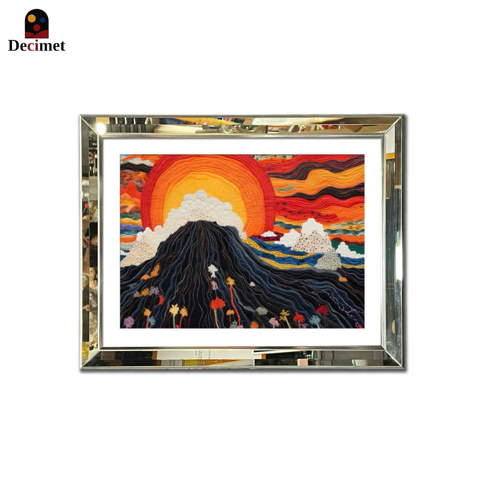 Volcano Beveled Mirror Frame Painting
