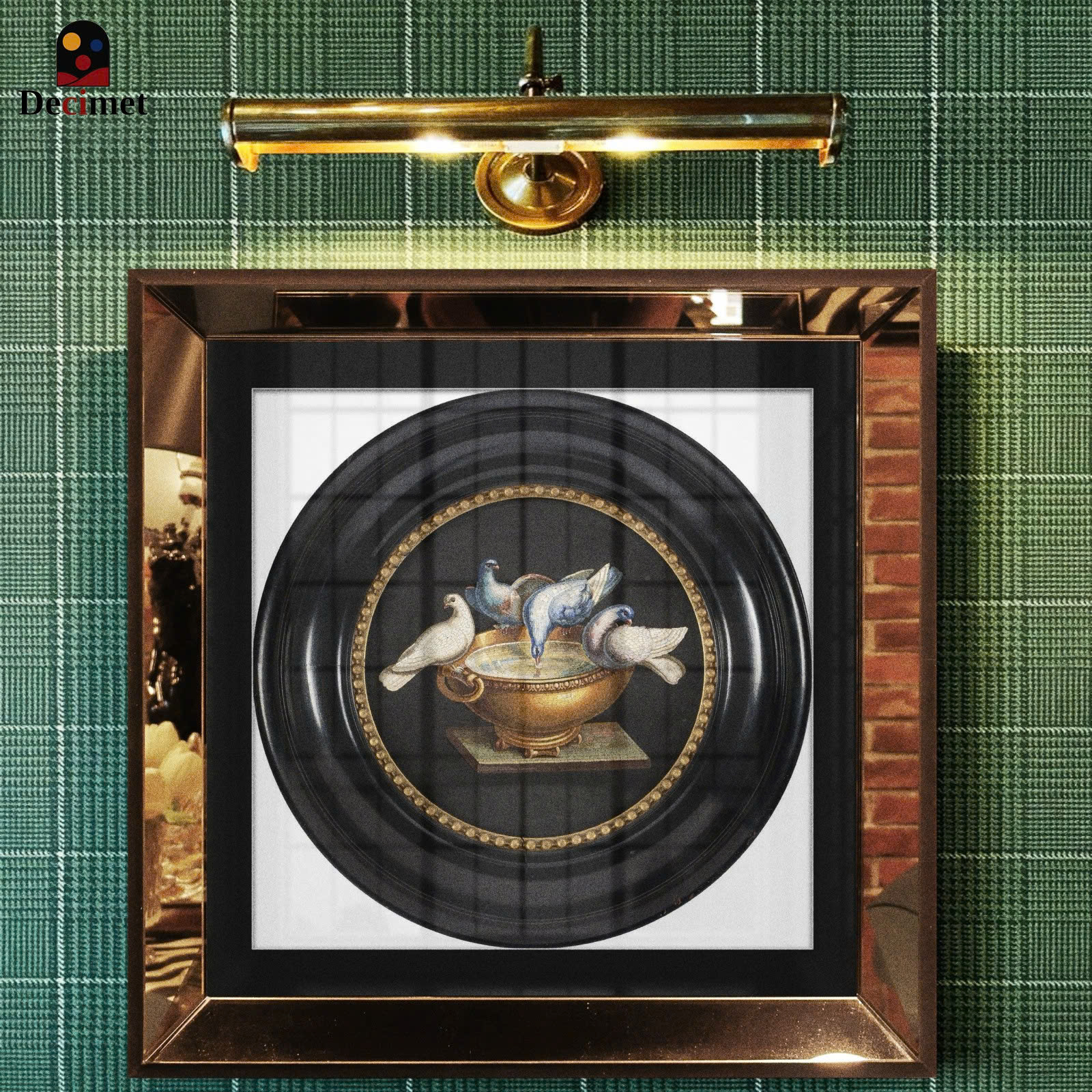 Micromosaics "Doves Of Plinsy" Mirror Frame Painting
