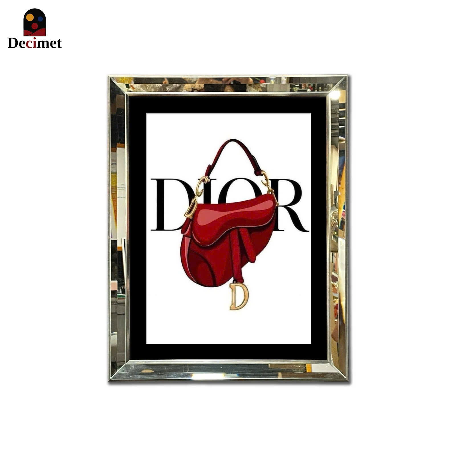 Dior Saddle Beveled Mirror Frame Painting with Chives