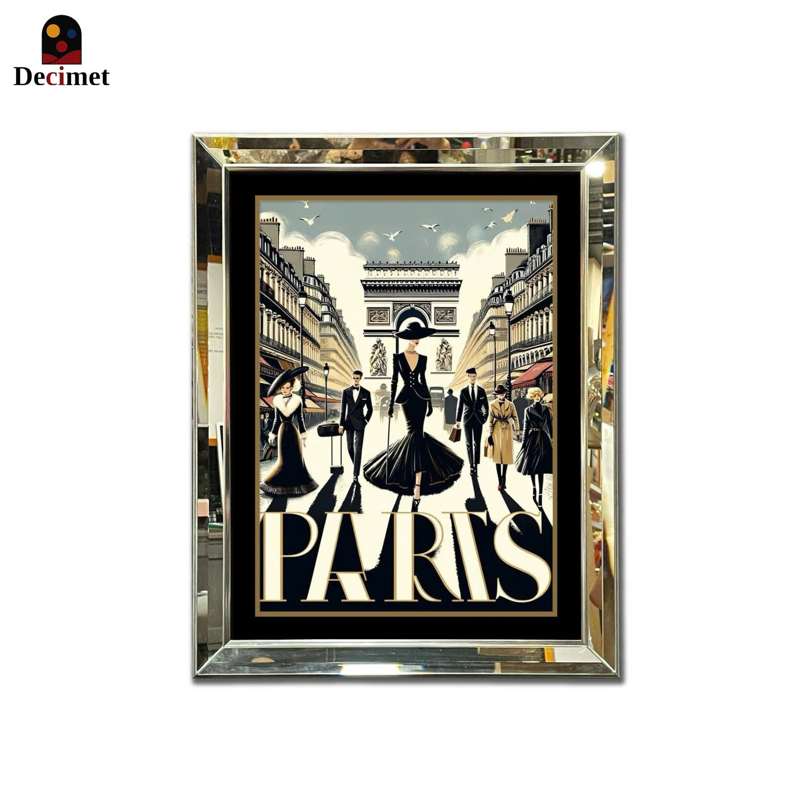 Paris Catwalk Beveled Mirror Frame Painting
