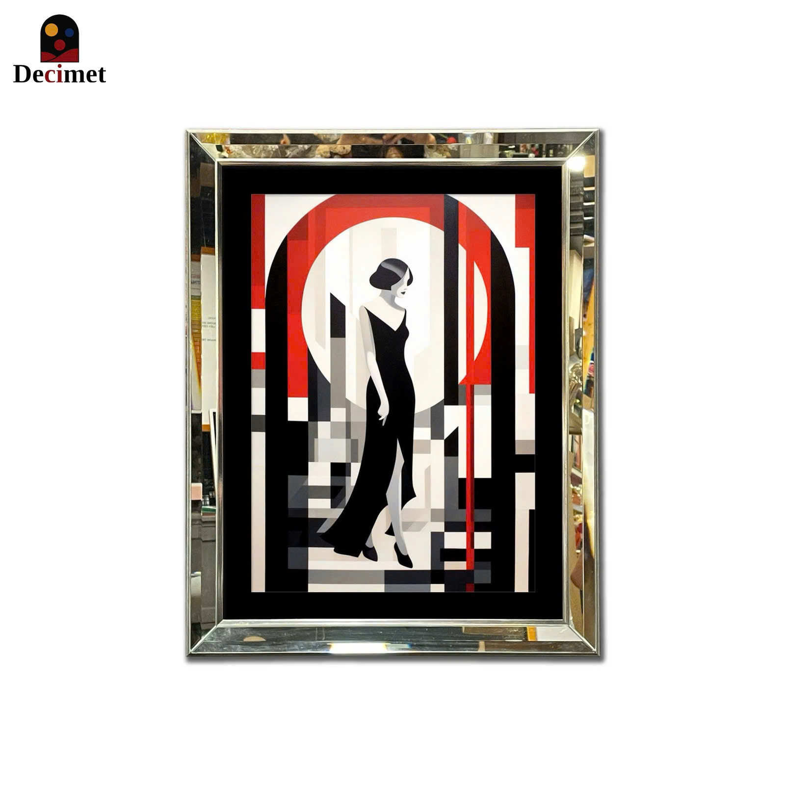 Girl In The Dark Beveled Mirror Frame Painting With Chives