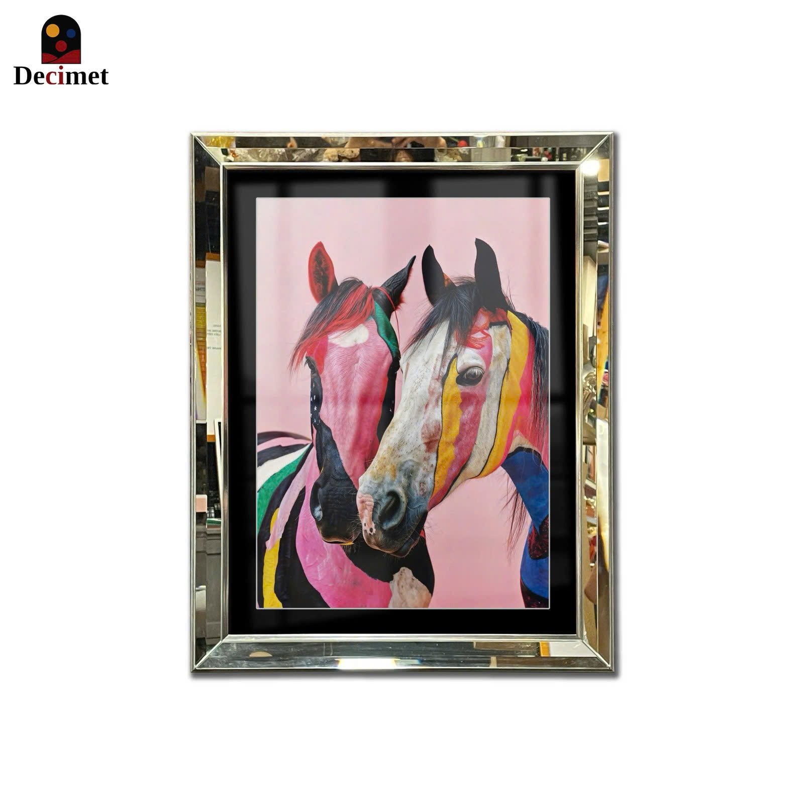 Splash Horse Beveled Mirror Frame Painting