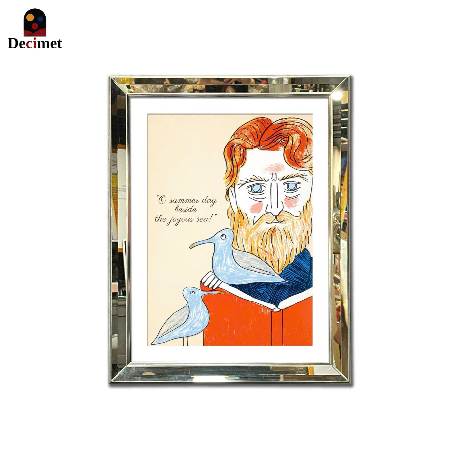 Still Man Beveled Mirror Frame Painting with Chives