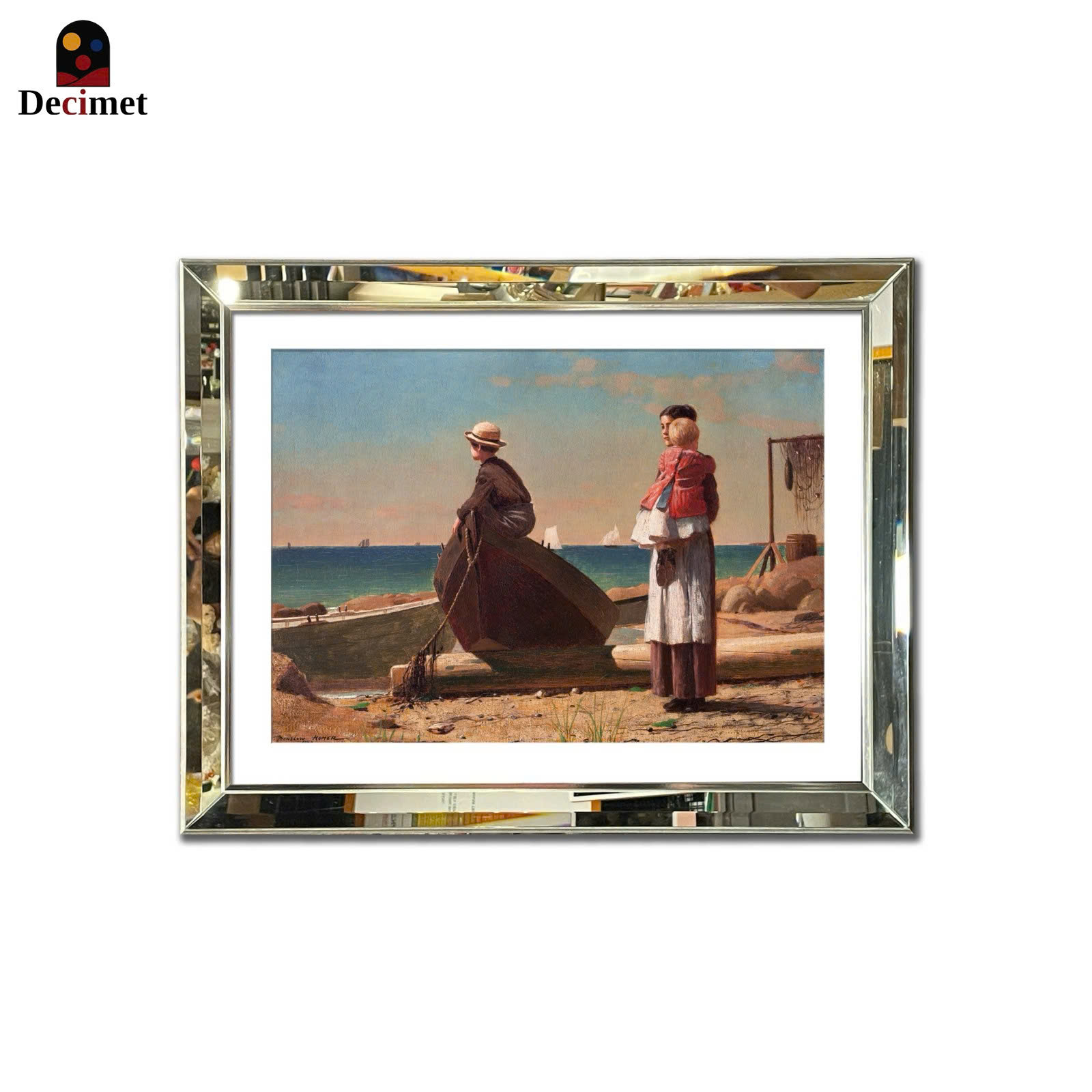 Winslow Homer Dad's Coming Beveled Mirror Painting