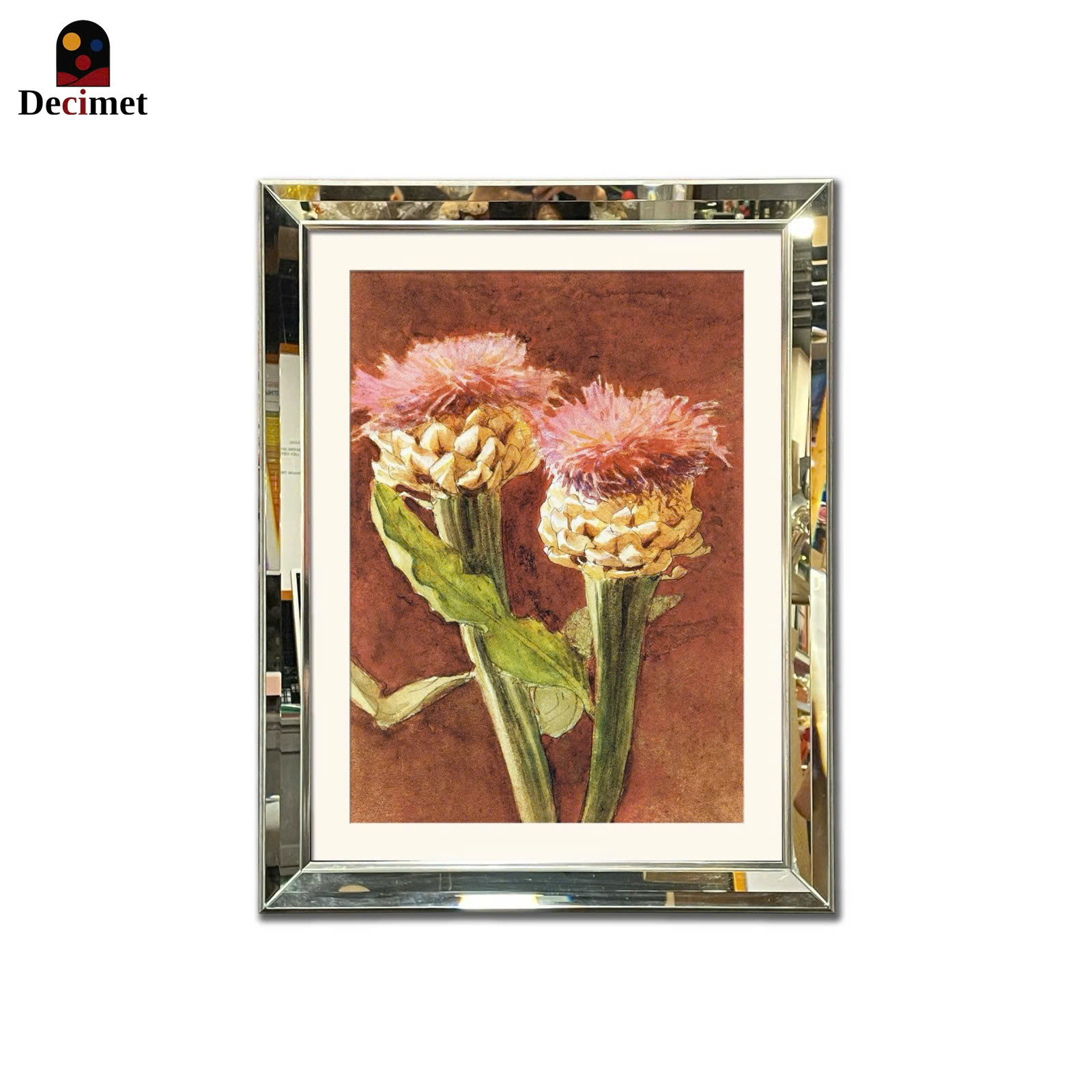 The Metropolitan Beveled Mirror Frame Painting With Chives