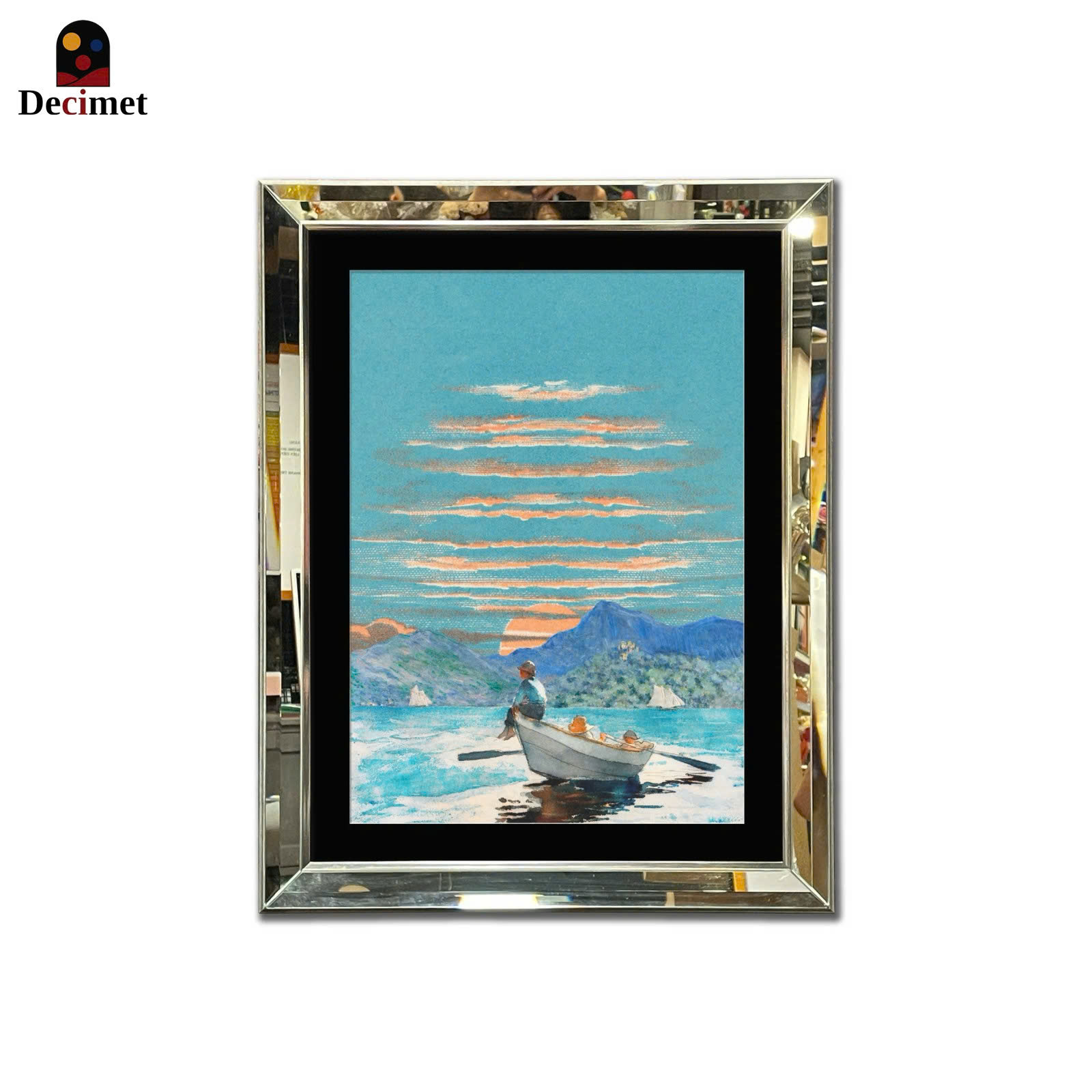 Wolter and Water Beveled Mirror Frame Painting with Chives