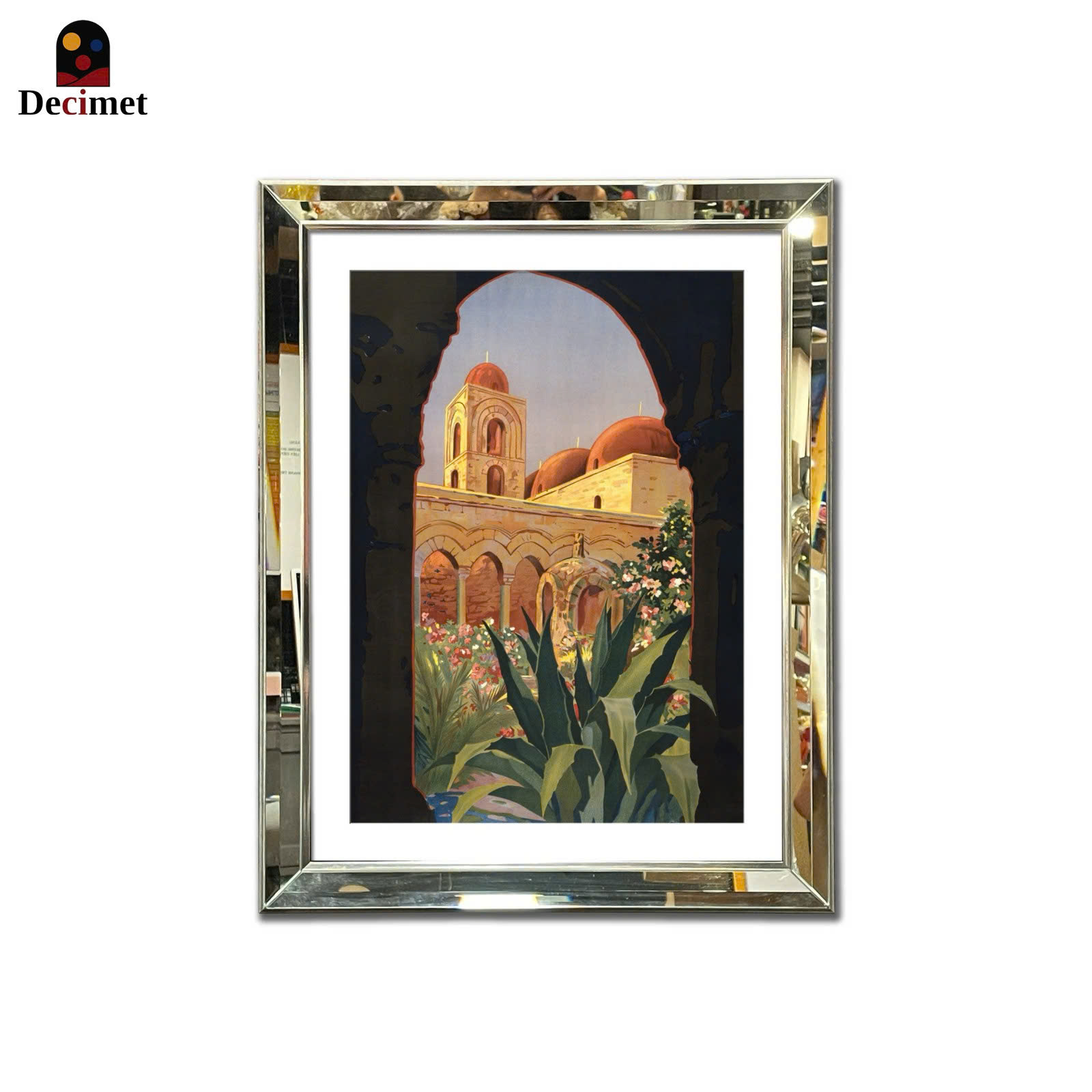 Palermo Sicily Beveled Mirror Frame Painting Chives