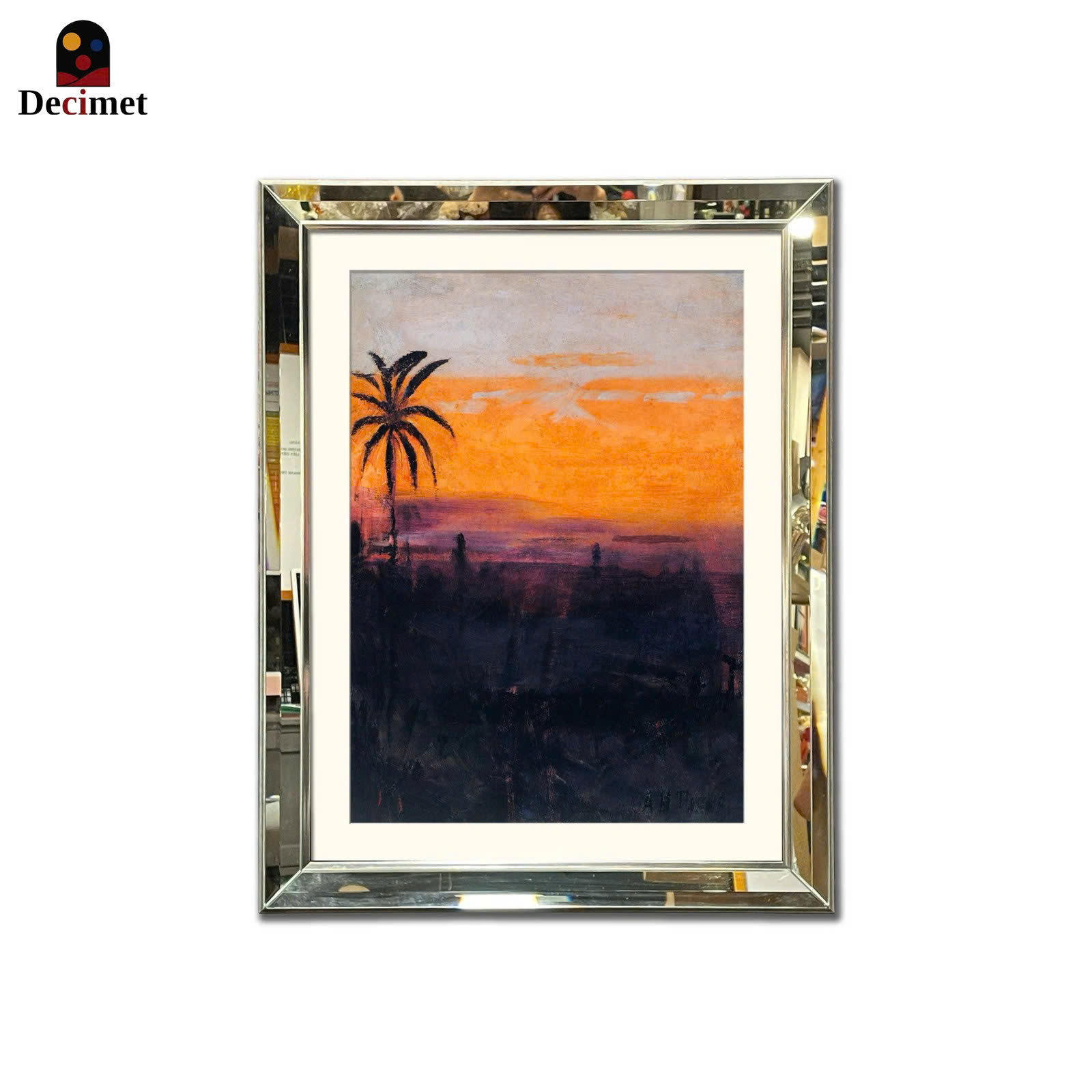 Sunset Peace Beveled Mirror Frame Painting with Chives
