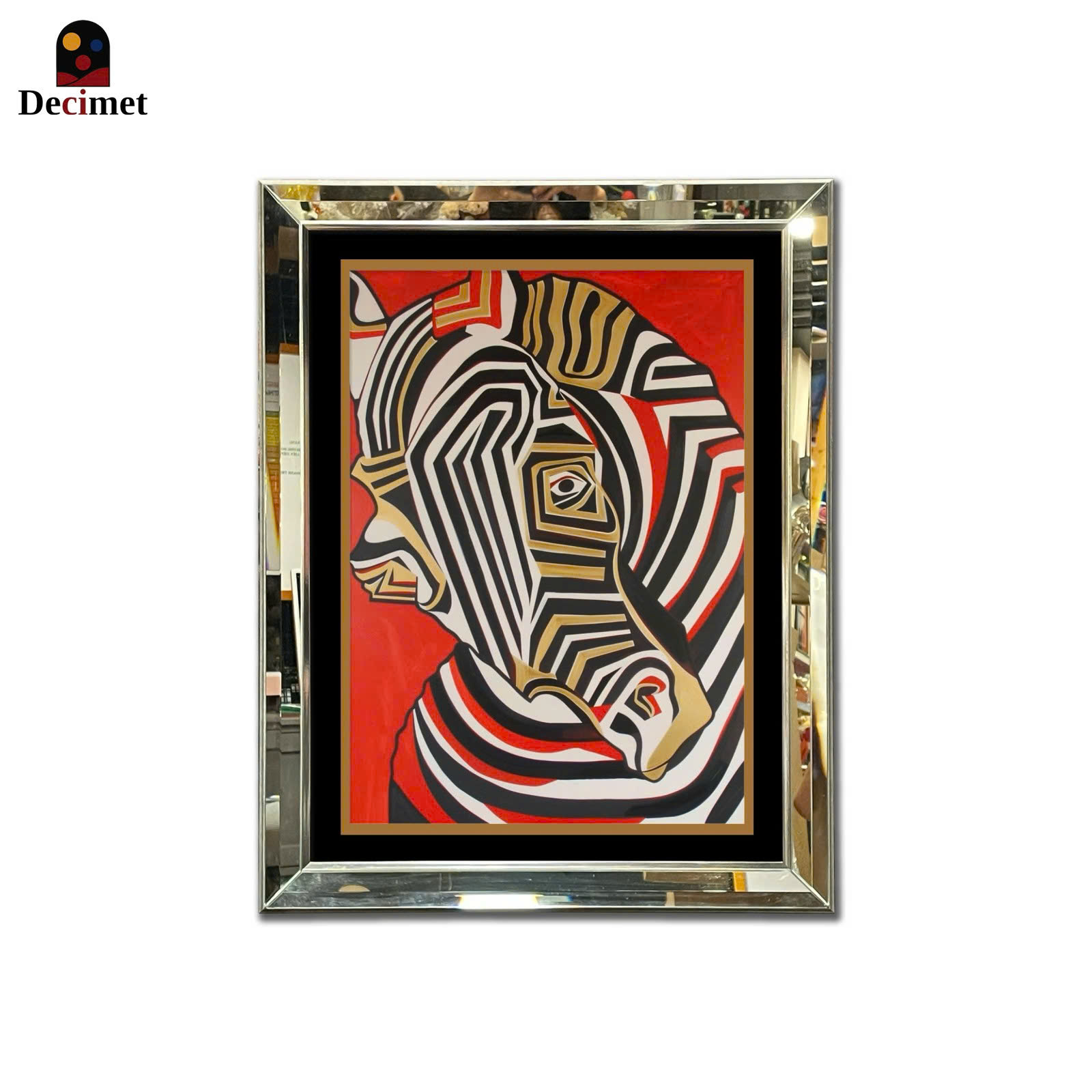Zebra Chives Beveled Mirror Frame Painting