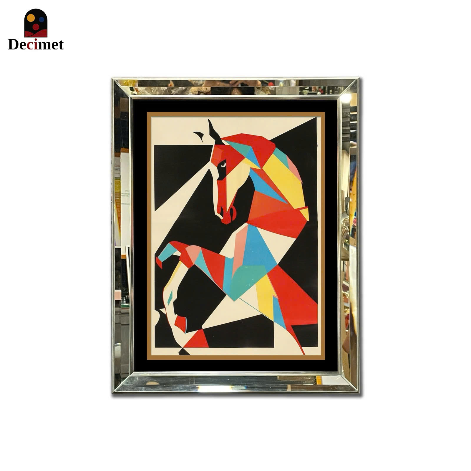 Abstract Graffiti Horse Beveled Mirror Frame Painting