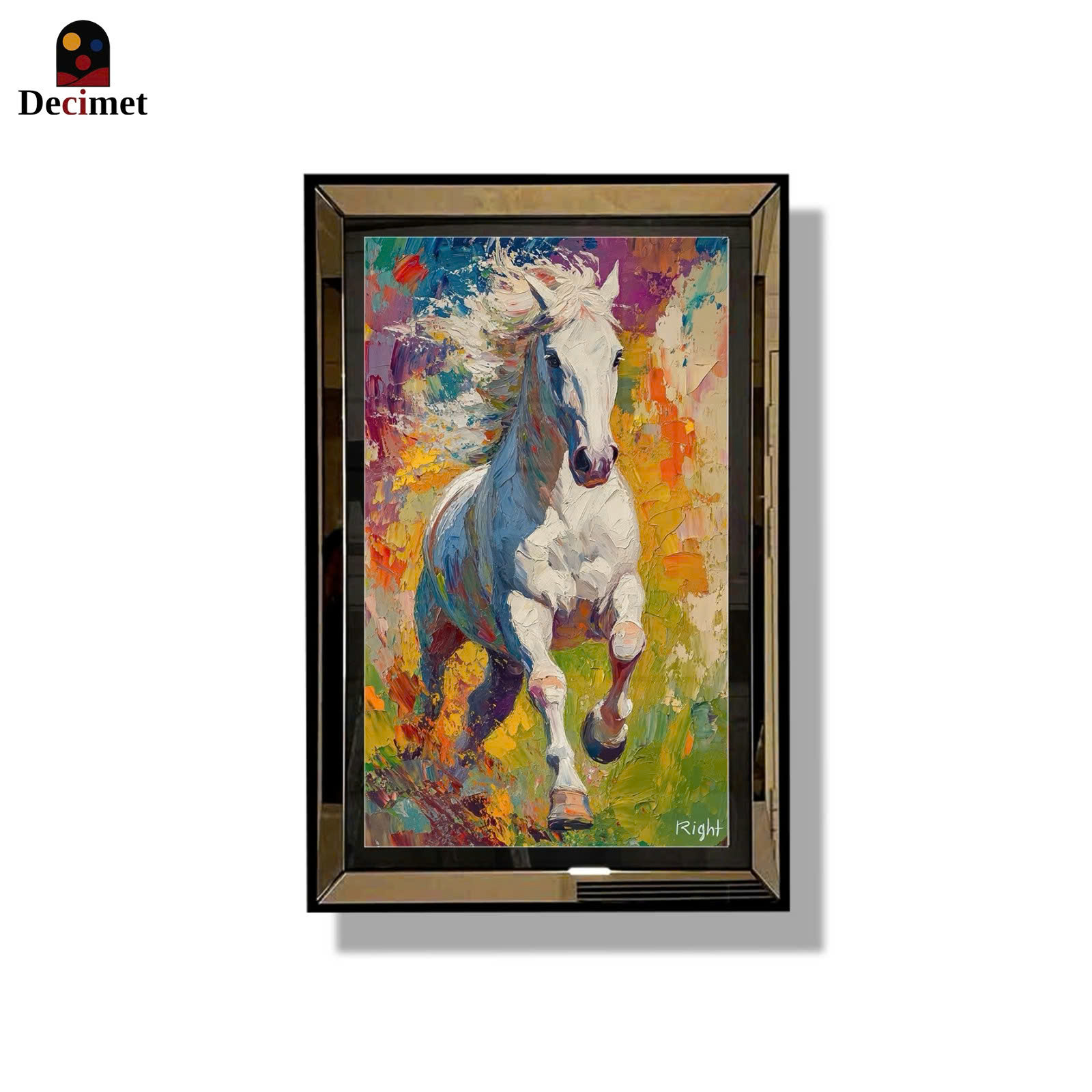 Amanti Art Colorful Runner Tea Mirror Frame Painting
