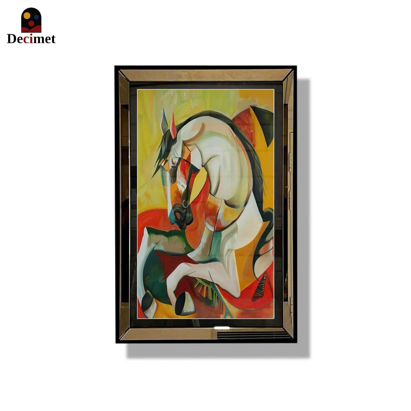 Knight Horse Oil Tea Mirror Frame Painting