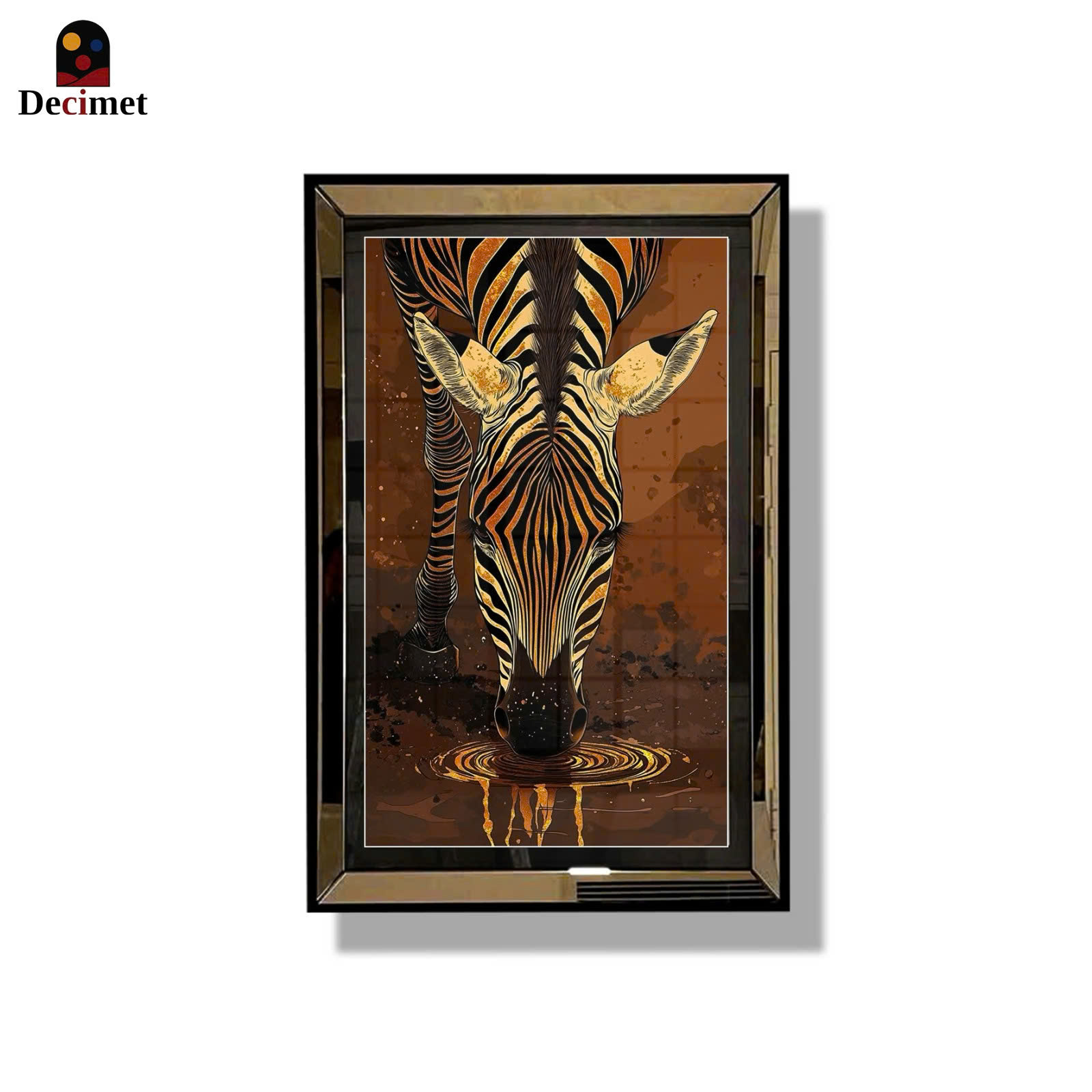 Gold Zebra Tea Mirror Frame Painting