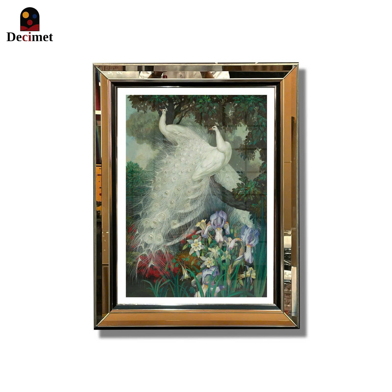 Jessie Arms Botke Composite Beveled Mirror Frame Painting