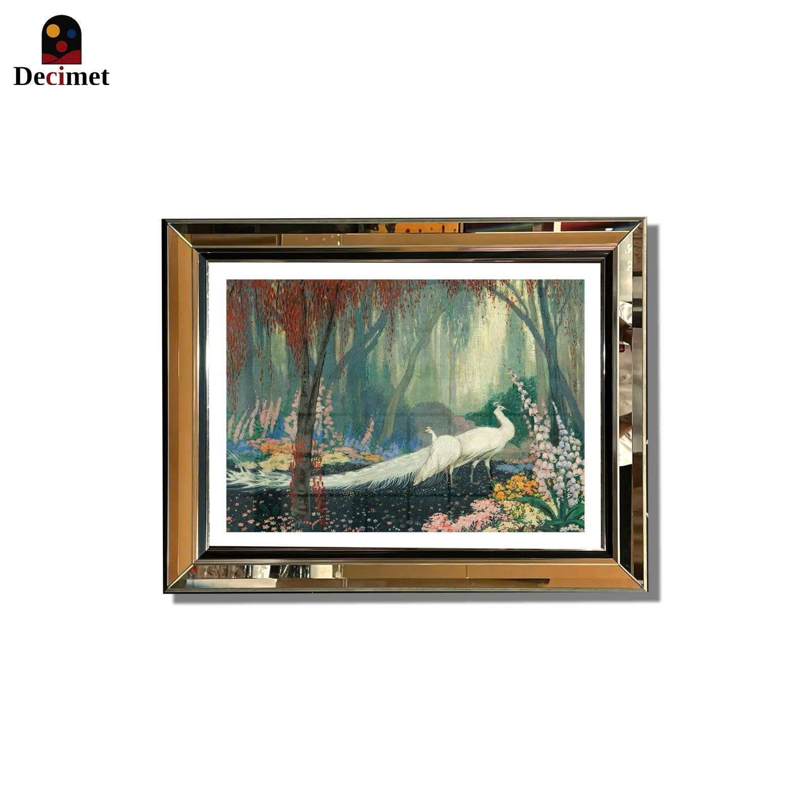 Peacock Acrylic Composite Beveled Mirror Frame Painting