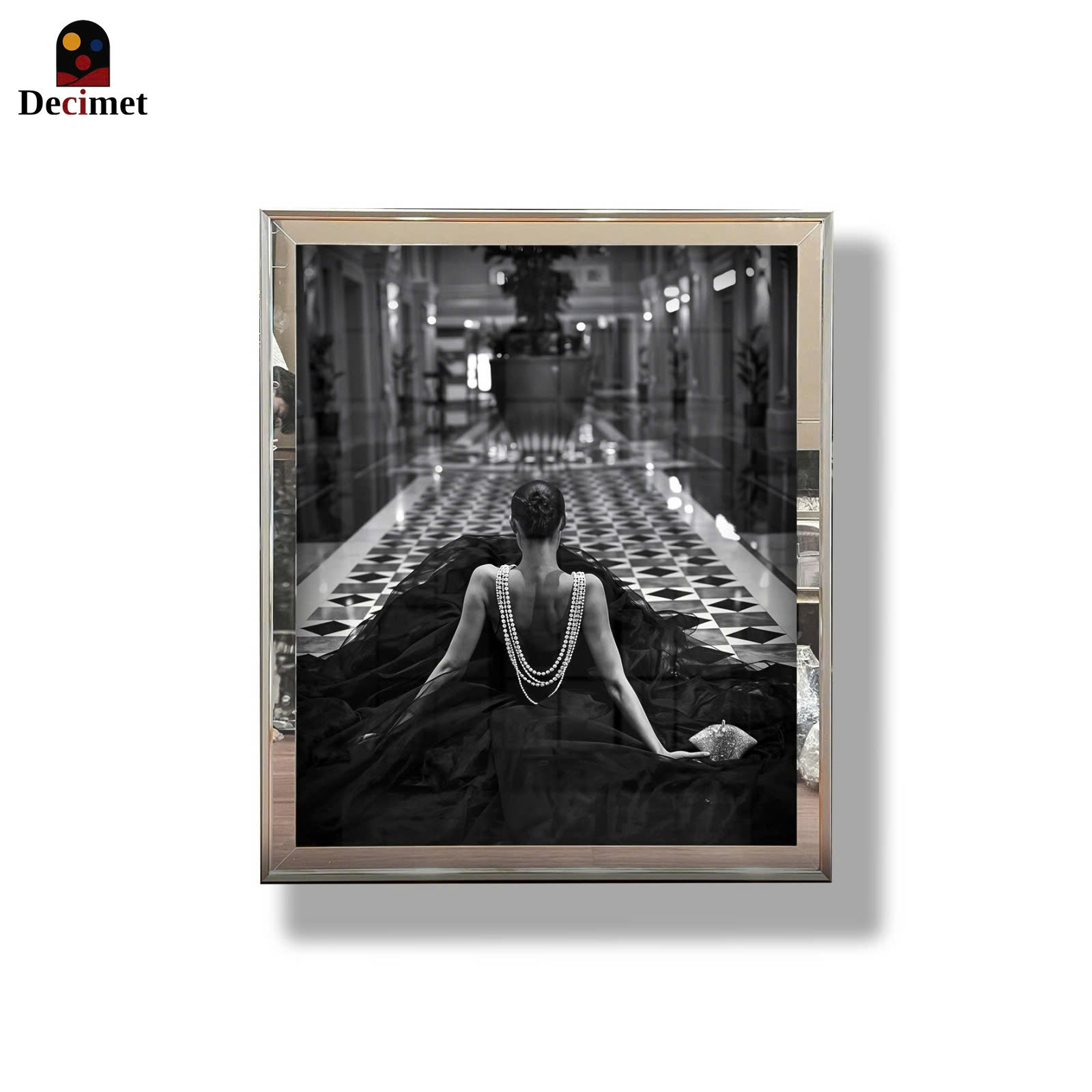 Compound Mirror Frame Painting with 1 Composite Pearls Border