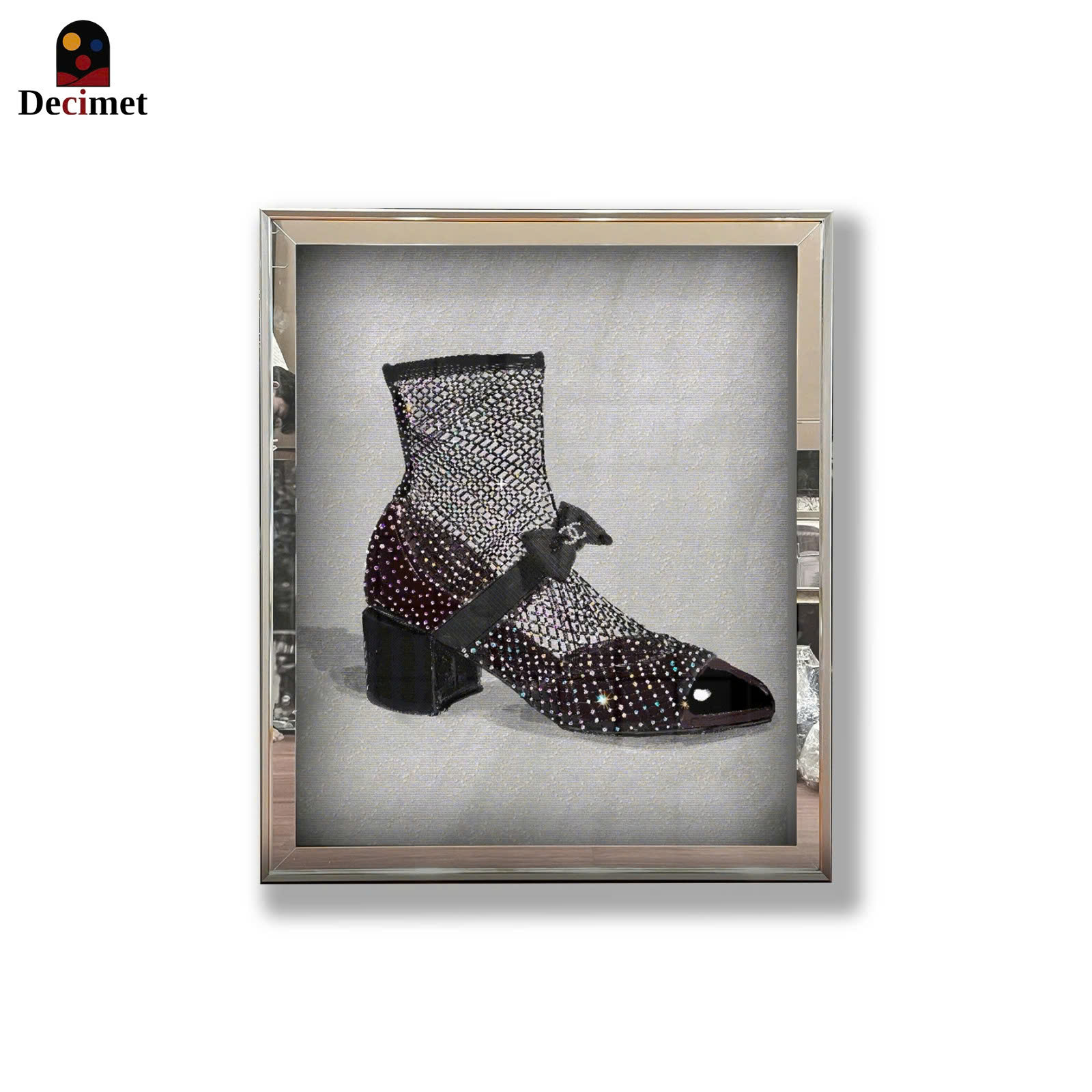 Chanel Black Crystal Compound Mirror Frame Painting