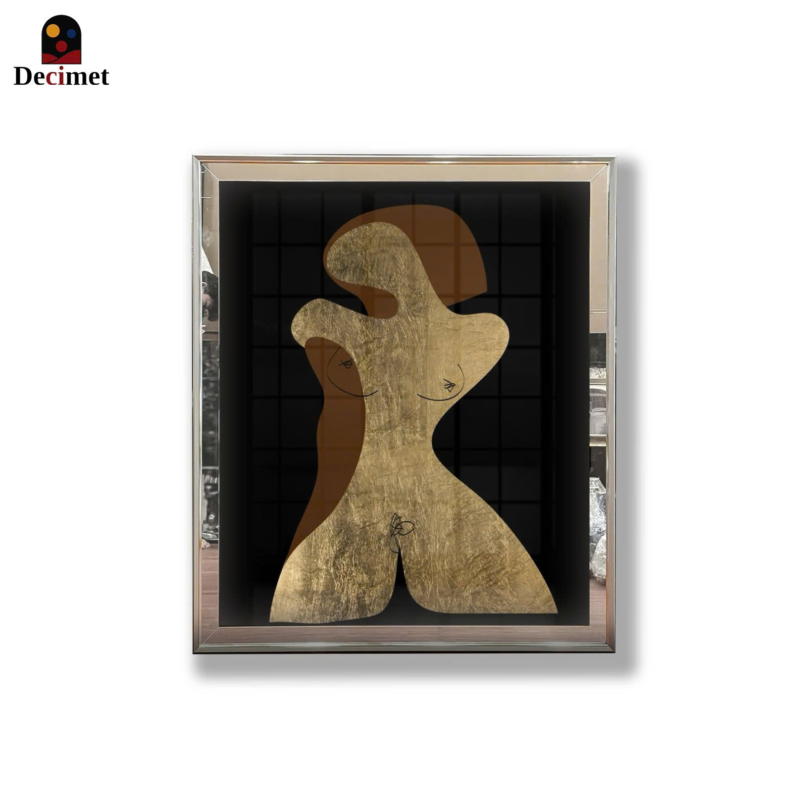 Compound Mirror Frame Painting with 1 Composite Sculptural Border