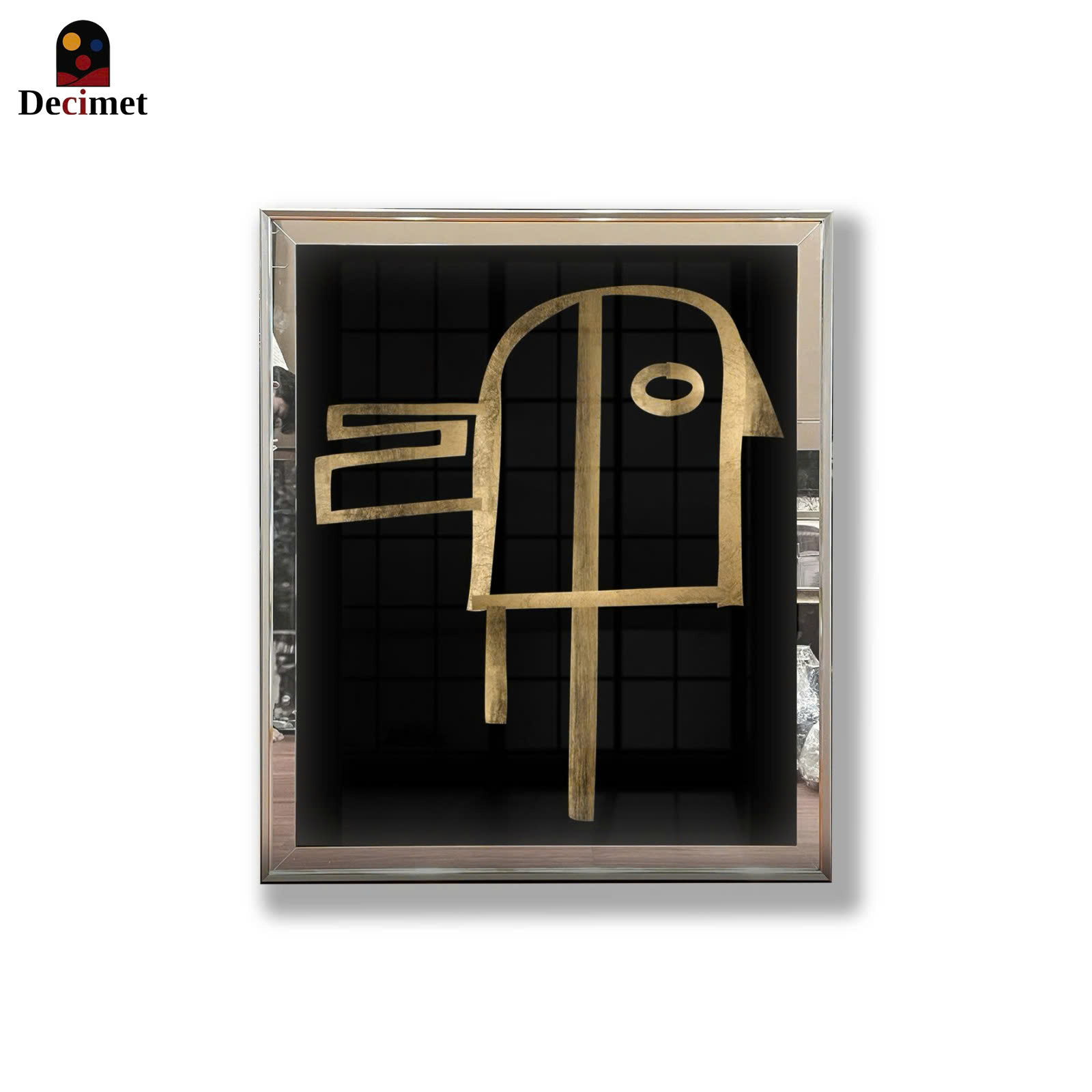 Compound Mirror Frame Painting with 1 Composite Border Black Brown Abstract