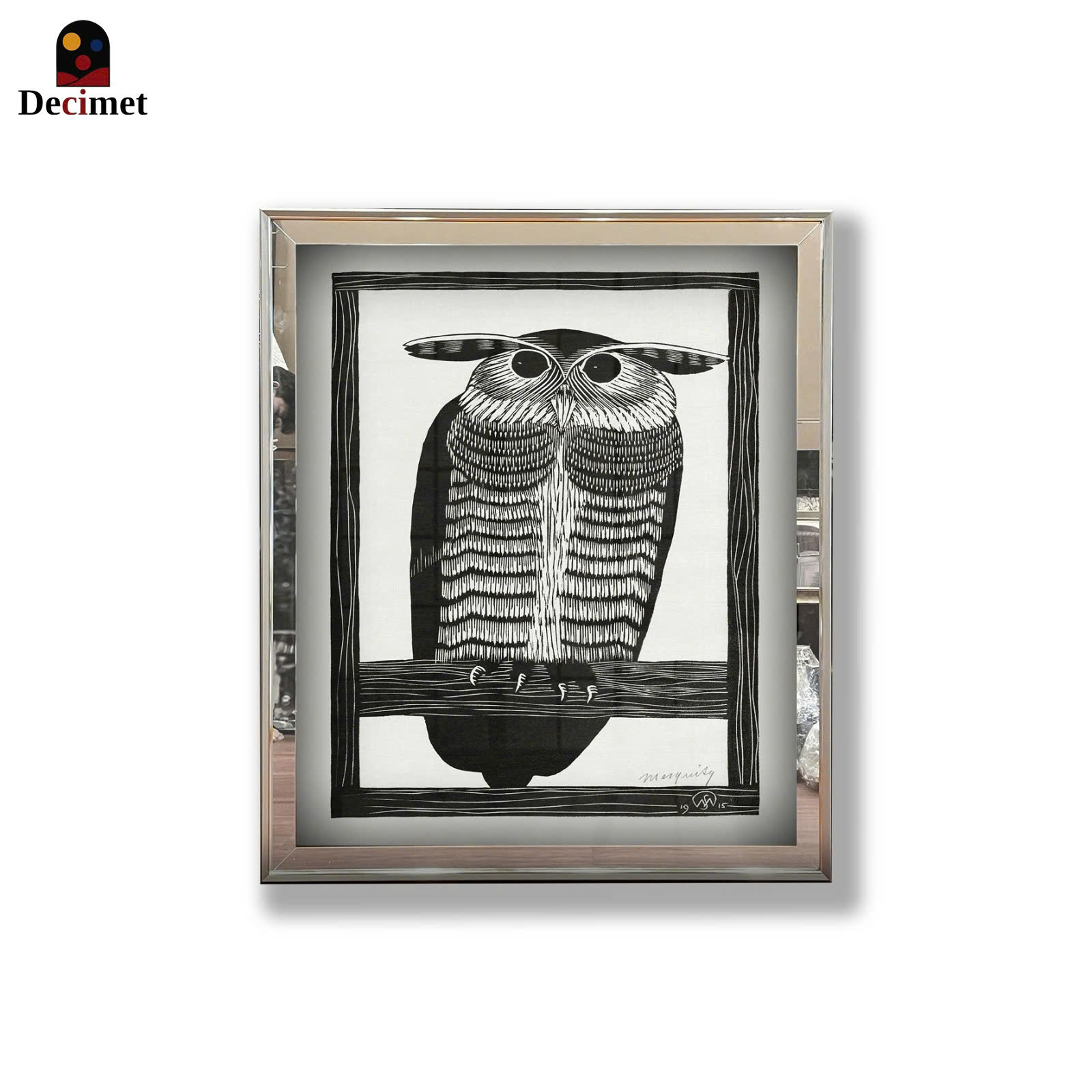 Horned Owl Composite Mirror Frame Painting